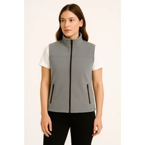 Kadın Polar Yelek Fermuarlı 2 Cepli Iç Astarlı Soğuk Geçirmez Dik Yaka