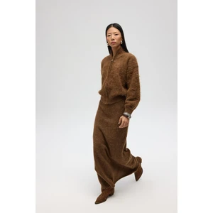 Nivra Açık Kahve Uzun Triko Etek