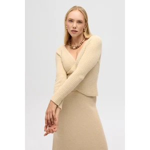 Fluff Bağlamalı Bej Üst-Etek Takım