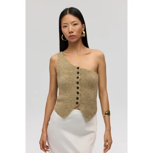 Elvar Tek Omuz Vizon Triko Crop