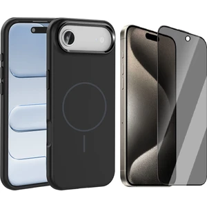 iPhone 17 Air Kılıf M-Safe Şarj Özellikli Metal Kamera Çerçeveli Zore Edi Silikon Kapak + Hayalet Ekran Koruyucu