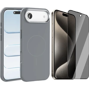 iPhone 17 Air Kılıf M-Safe Şarj Özellikli Metal Kamera Çerçeveli Zore Edi Silikon Kapak + Hayalet Ekran Koruyucu