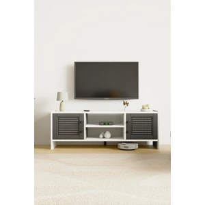 Molde Retro Tv Sehpası Mdf Membran Kapaklı Raflı Tv Ünitesi Televizyon Sehpası