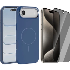 iPhone 17 Air Kılıf M-Safe Şarj Özellikli Metal Kamera Çerçeveli Zore Edi Silikon Kapak + Hayalet Ekran Koruyucu