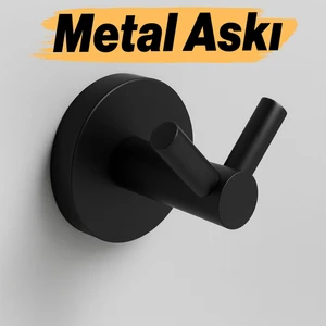 Askılık Vidalı Paslanmaz Metal Duvar Askısı Banyo ve Mutfak Için Modern Tasarım Siyah