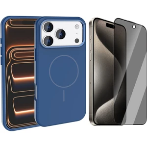 iPhone 17 Pro Kılıf M-Safe Şarj Özellikli Metal Kamera Çerçeveli Zore Edi Silikon Kapak + Hayalet Ekran Koruyucu