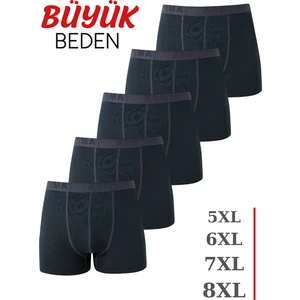 Erkek Füme Büyük Beden Boxer Pamuklu Likralı Yumuşak ve Esnek Kumaş 5'li Paket