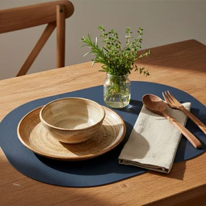 2 Adet Deri Amerikan Servis Supla Oval