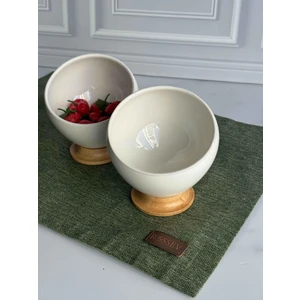 Bambu Ayaklı Kişiye Özel 2'li Salata Kasesi