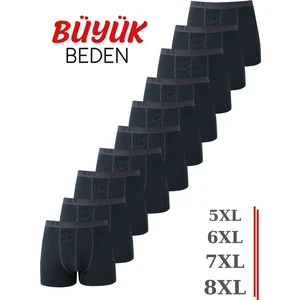 Erkek Füme Büyük Beden Boxer Pamuklu Likralı 10'lu Paket