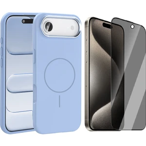 iPhone 17 Air Kılıf M-Safe Şarj Özellikli Metal Kamera Çerçeveli Zore Edi Silikon Kapak + Hayalet Ekran Koruyucu