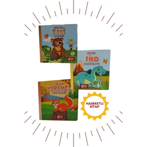 Hareketli Kitaplar-3lü "minik Ayı Bani & Dinozor Dino & Sincap Karamel'' 3 Boyutlu