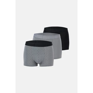 Gri-Siyah 5210 3'lü Desenli Pamuk Boxer