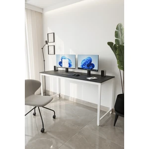 Siyah/beyaz 160X60 Çalışma Masası, Bilgisayar Masası, Ofis Masası, Metal Ayaklı
