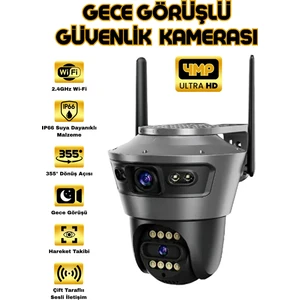 BLM56 Blıc4 Mp 4K Ultra Hd Alarmlı Suya Dayanıklı Çift Lensli 2.4 G Ip Dış Mekan Güvenlik Kamerası Siyah