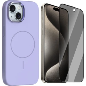 iPhone 14 Kılıf M-Safe Şarj Özellikli Metal Kamera Çerçeveli Zore Edi Silikon Kapak + Hayalet Ekran Koruyucu