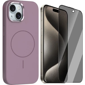 iPhone 14 Kılıf M-Safe Şarj Özellikli Metal Kamera Çerçeveli Zore Edi Silikon Kapak + Hayalet Ekran Koruyucu