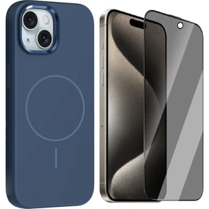 iPhone 14 Kılıf M-Safe Şarj Özellikli Metal Kamera Çerçeveli Zore Edi Silikon Kapak + Hayalet Ekran Koruyucu