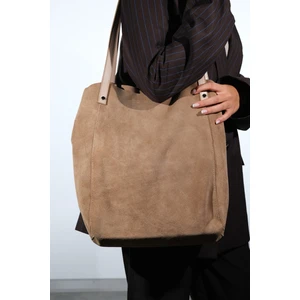 Alfred Vizon Hakiki Deri Süet Kadın Omuz Çantası