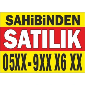 Sahibinden Satılık Afişi - Dayanıklı Pvc Malzeme - Dış Mekan Uyumlu - Satılık Ev Araba Dükkan Ilan Levhası