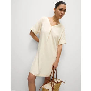 Marks & Spencer V Yaka Keten Mini Elbise