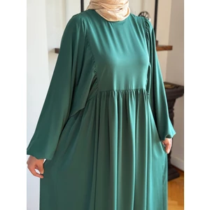 Zümrüt Yeşili Balon Kollu Oversize Elbise 5096