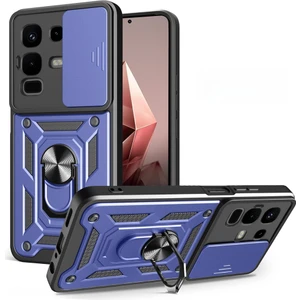Infinix Note 50 Pro Uyumlu Kılıf Pars Sürgülü Kamera Korumalı Yüzüklü Sert Silikon Lacivert