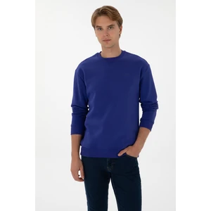 U.S. Polo Assn. Erkek Comfort Fit Bisiklet Yaka Şardonlu Mor Basic Sweatshirt 50313757-VR038