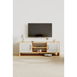 Molde Retro Tv Sehpası Mdf Membran Kapaklı Raflı Tv Ünitesi Televizyon Sehpası