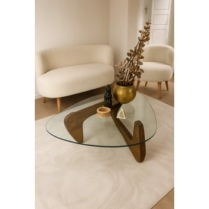 Ceviz Ahşap Modern Cam Orta Sehpa 90X65 (8 mm Temperli Cam Kırılmaz)