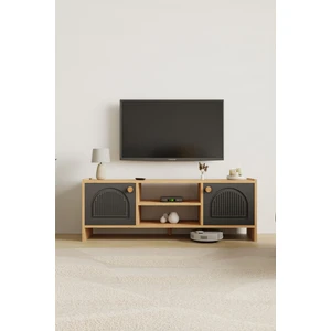 Molde Bohem Tv Sehpası Mdf Membran Kapaklı Raflı Tv Ünitesi Televizyon Sehpası