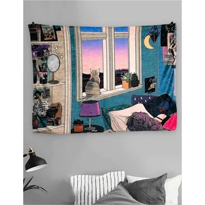 Oturan Kedi Duvar Halısı Duvar Örtüsü Tapestry