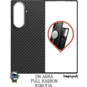 Samsung Galaxy Z Fold 7 %100 Aramid Karbonfiber Ön Arka Kapaklı Kılıf Kevlar Diago 1500D M-Gsafe Kılıf - Siyah