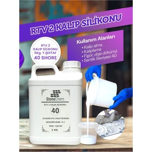 Yüksek Kalite 1. Sınıf Rtv 2 Kalıp Silikonu 5 kg Yarı Şeffaf 40 Shore