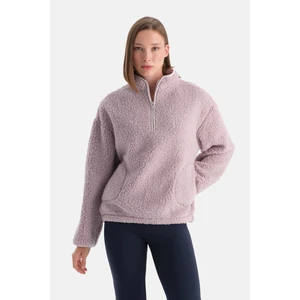 Lila Kadın Yarım Fermuarlı Sweatshırt