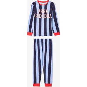 Mavi Erkek Çocuk Abra Kadabra Çizgili Pijama Takımı