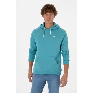 U.S. Polo Assn. Erkek Oversize Fit Kapüşonlu Şardonlu Mint Basic Sweatshirt 50313782-VR152