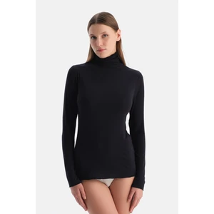 Siyah 5023KC Modal Kaşmir Boğazlı Uzun Kollu Üst