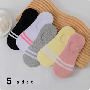 5' Çift Kadın Soft Renkli Görünmez Likralı ve Pamuklu Patik,babet Çorap