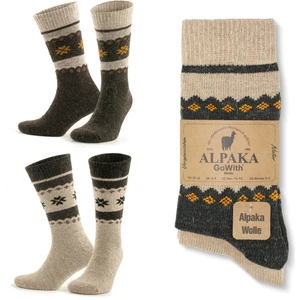 2 Çift Alpaka Yünlü Termal Yıkamalı Doğal Kar Desen Kışlık Kadın Erkek Çorap 3097