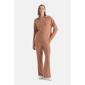 Mocha Örgü Detaylı Pantolon