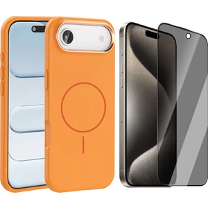 iPhone 17 Air Kılıf M-Safe Şarj Özellikli Metal Kamera Çerçeveli Zore Edi Silikon Kapak + Hayalet Ekran Koruyucu