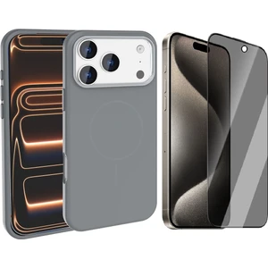 iPhone 17 Pro Max Kılıf M-Safe Şarj Özellikli Metal Kamera Çerçeveli Zore Edi Silikon Kapak + Hayalet Ekran Koruyucu
