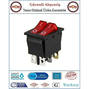 İkili Aç Kapa Işıklı Anahtar - Kırmızı