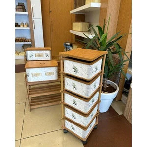 Ahşap Kare Sebzelik 5 Katlı Yana Açılır Patates Soğan Tekerlekli Sebzelik Zeytin