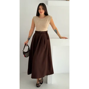 Kemerli Vatka Detaylı Düz Elbise