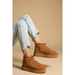 Kadın Bot Süet Içi Kürklü Kalın Taban Mini Kısa Bilekte Günlük Bot