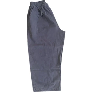 %100 Pamuk, Keten Kumaştan Beli Lastikli ve Bağcıklı Kapri Pantolon(Solma ve Çekme Yapmaz)