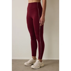 Bordo Orta Destek Yüksek Bel Tayt