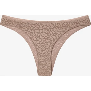 Açık Kahverengi Easy Lace Zebra Desenli V Kesim Normal Bel Külot